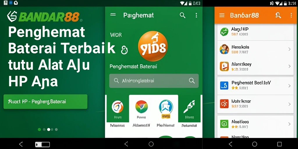 Tampilan antarmuka BANDAR88 dengan fitur penghemat baterai.