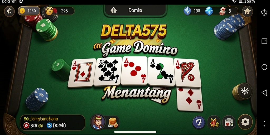 Antarmuka DELTA575 menunjukkan gameplay Domino yang menarik dan interaktif.