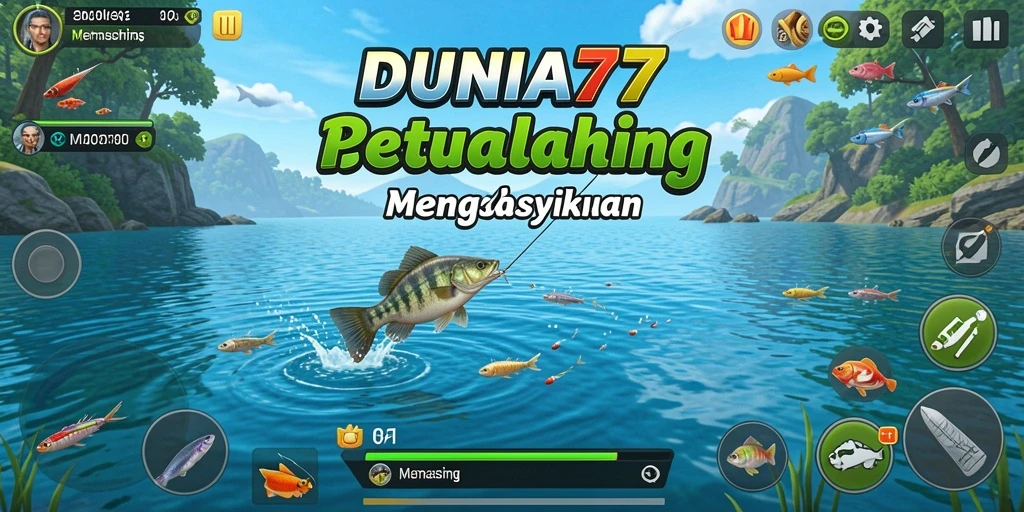 Antarmuka permainan DUNIA77 dengan pengalaman memancing yang menarik.