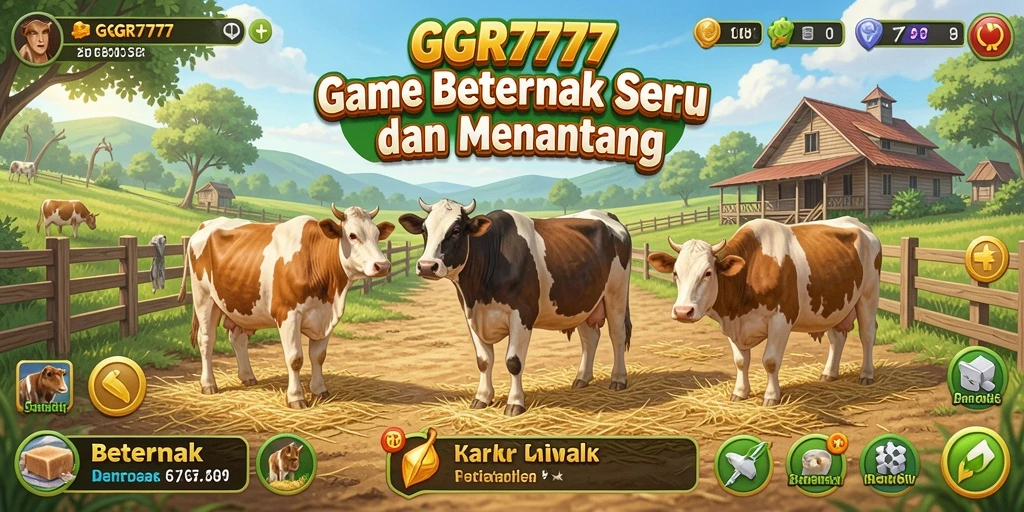 Tampilan antarmuka utama GGR7777 dengan aktivitas Beternak.