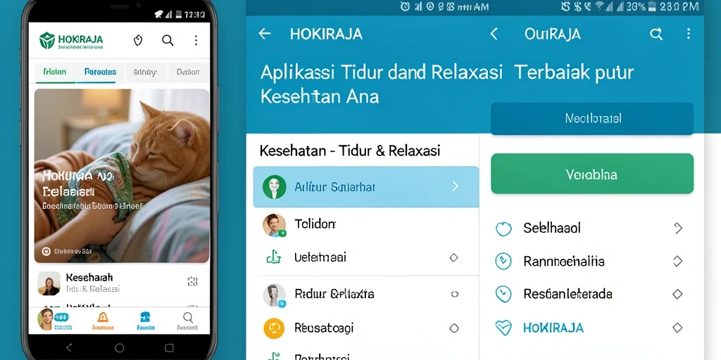 Tampilan utama aplikasi HOKIRAJA dengan fitur Tidur & Relaksasi yang ramah pengguna.
