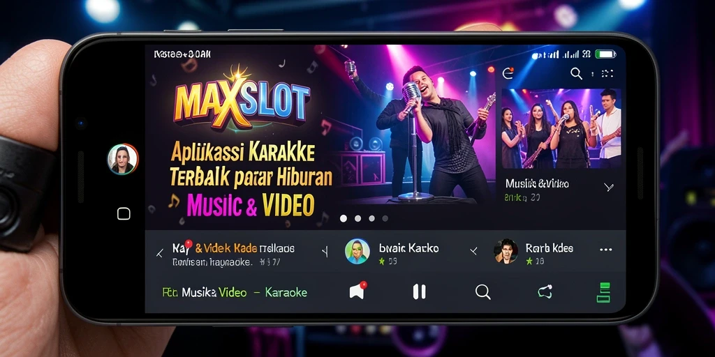 Tampilan antarmuka aplikasi Karaoke MAXSLOT yang menarik dan intuitif.