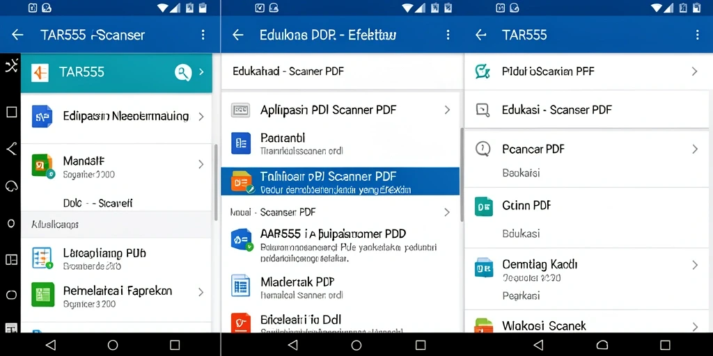 Antarmuka aplikasi TAR555 menampilkan fitur pemindaian PDF yang intuitif.