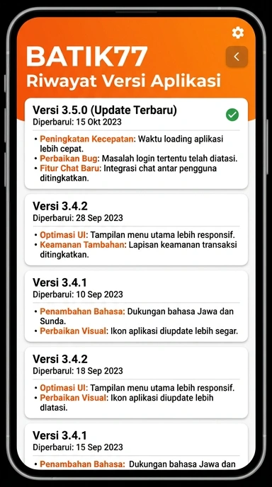 Riwayat Versi Aplikasi Batik77 untuk Pengguna Android